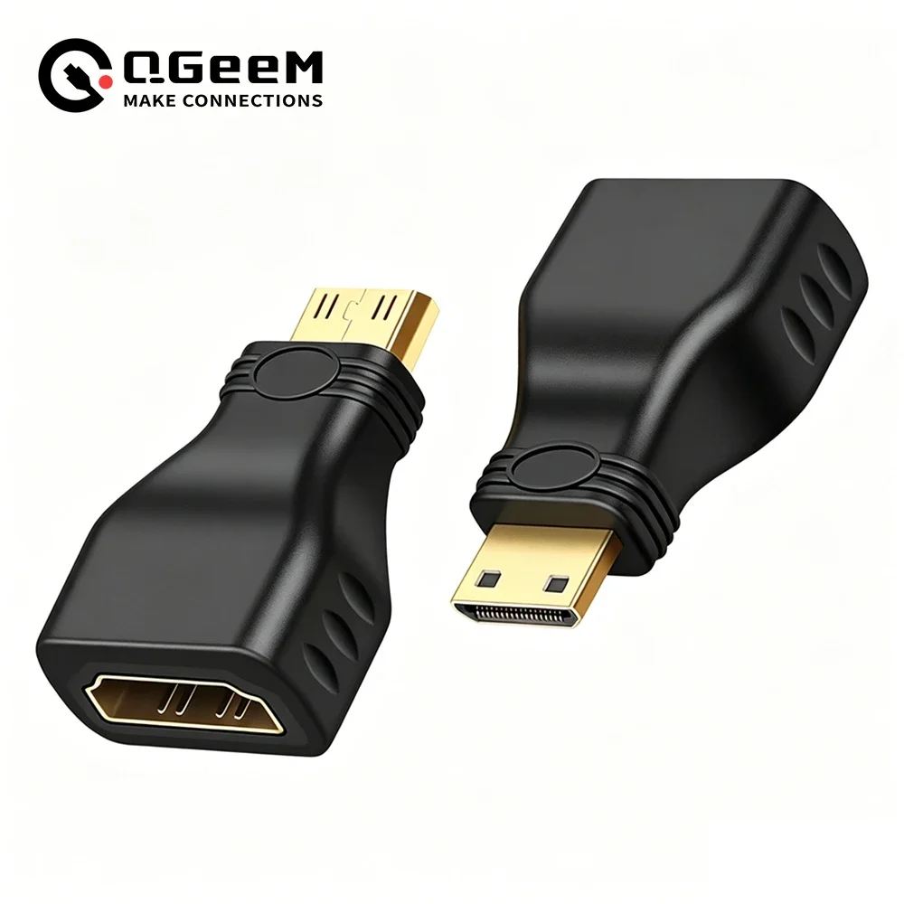 QGeeM MINI HDMI-Compatible Male to HDMI-Compatible A Female Adapter Converter 1080P 2K 4K for MINI PC HDTV 1/2 pcs HD CAMERA 550