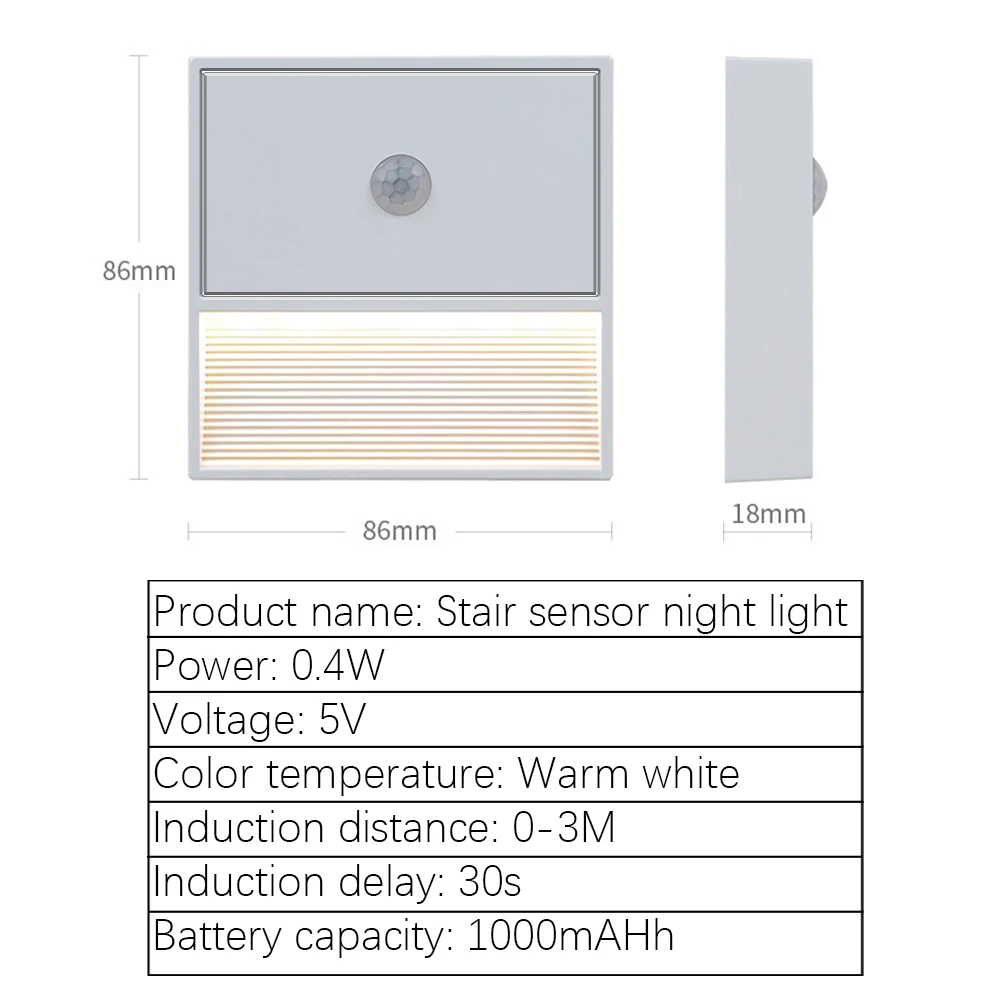 LED Motion Sensor Wall Light 1000mAh Long-lasting Children Night Light Sensor Light for Hallway Stairs Bathroom Bedroom Kitchen - Image 3