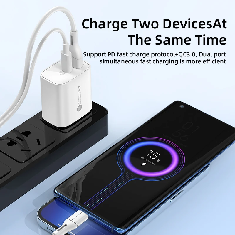 PD 20W USB C Charger Fast Charging Quick Charge 3.0 Wall Charger Adapter For iPhone 15 14 13 Samsung Xiaomi USB Phone Charger