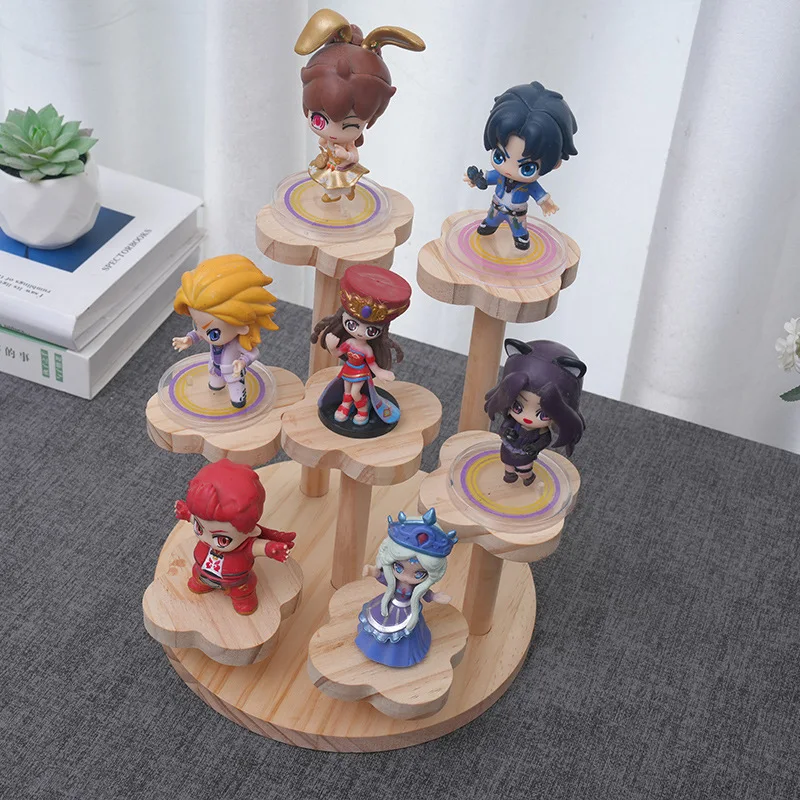 

Desktop Wooden Ladder Storage Racks Multi-Layer Cute Dolls Blind Box Figures Display Stand Succulent Plants Holders Home Decors