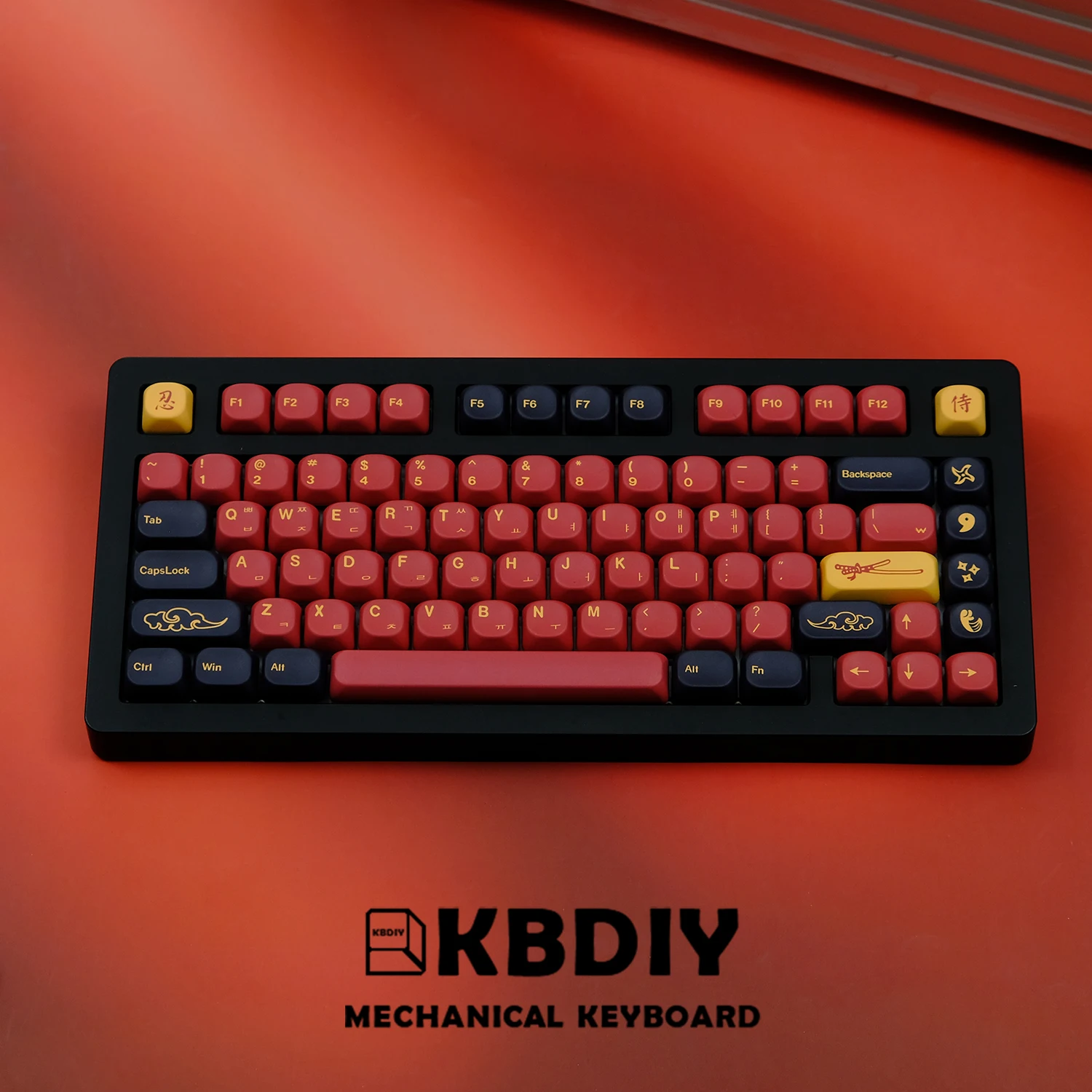 130 Keys/Set KOA Profile PBT GMK Red Samurai Keycap for Mechanical Keyboard Game for MX Switch Keys Caps for GMK67 75 61 68 980