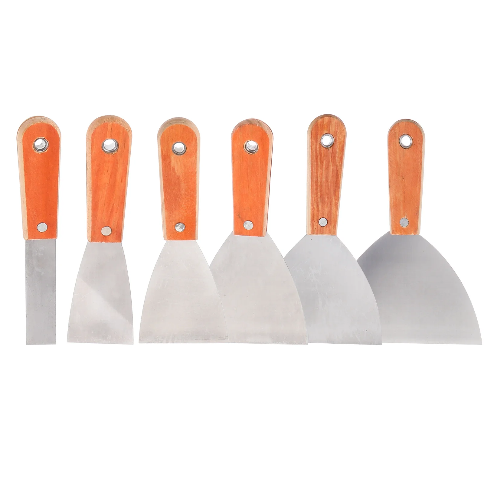 มีดโป๊วพลาสติกด้ามไม้ 6 ชิ้น พร้อมใบมีดสแตนเลส สำหรับซ่อมแซมบ้าน ปะผนัง ขัดเงารถยนต์ และงานฉาบผนัง