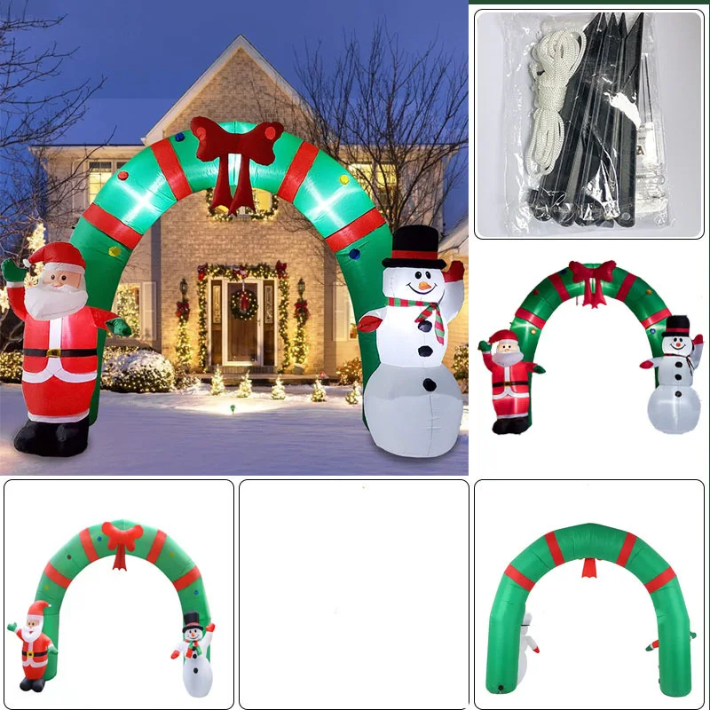 Inflatable Santa Claus Snowman Model Decoration Christmas Welcome Arch with LED Light Outdoor Navidad Noel Xmas Party Ornaments