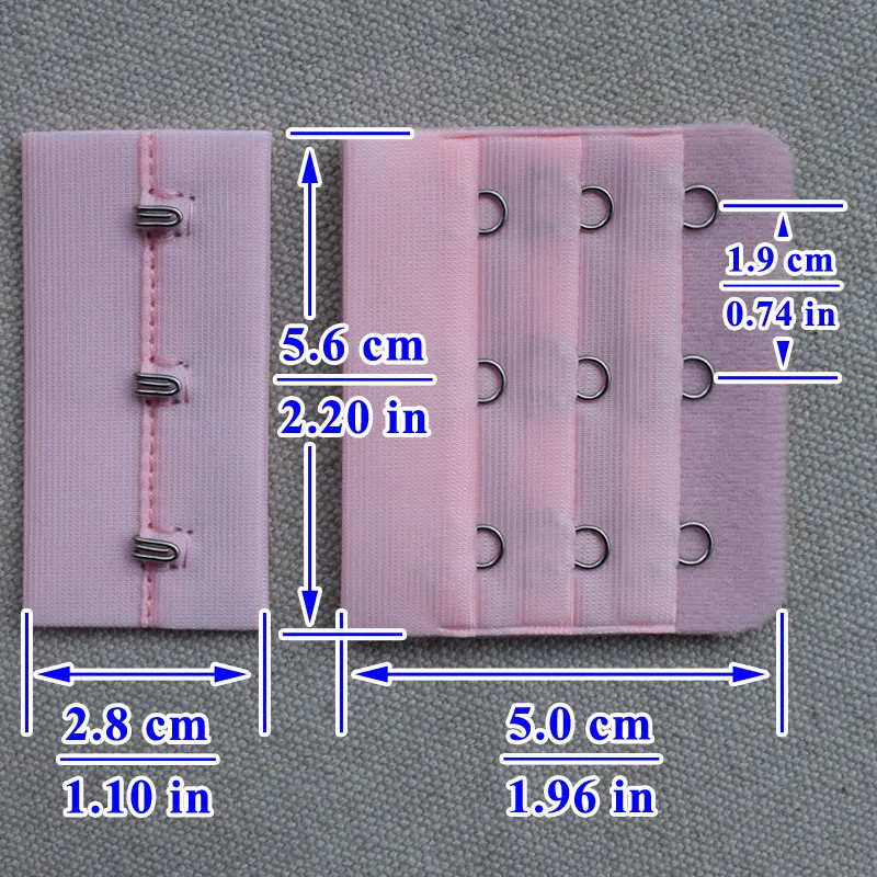 Extensores de gancho y ojo de sujetador para mujer, hecho a mano cinturón ajustable, hebilla de varios tamaños, accesorios DIY, 5,6 cm, 3 filas