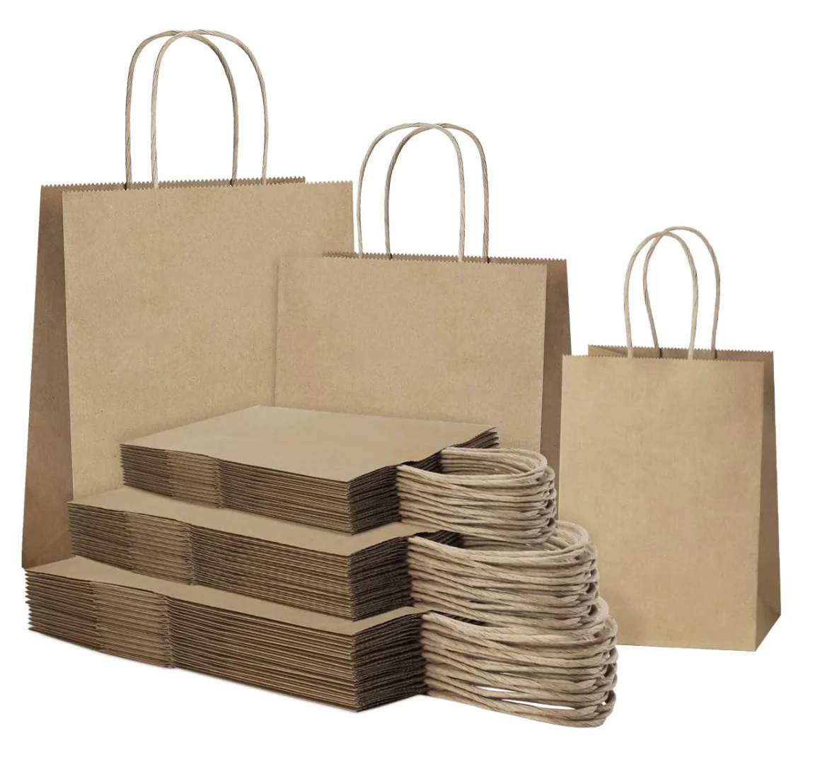 45Pcs Brown Paper Bags with Handles, Assorted Sizes Gift Bags 5x3x8 & 8x4x10.5 & 10x5x13 15 Pcs Each Shopping Bags forParty