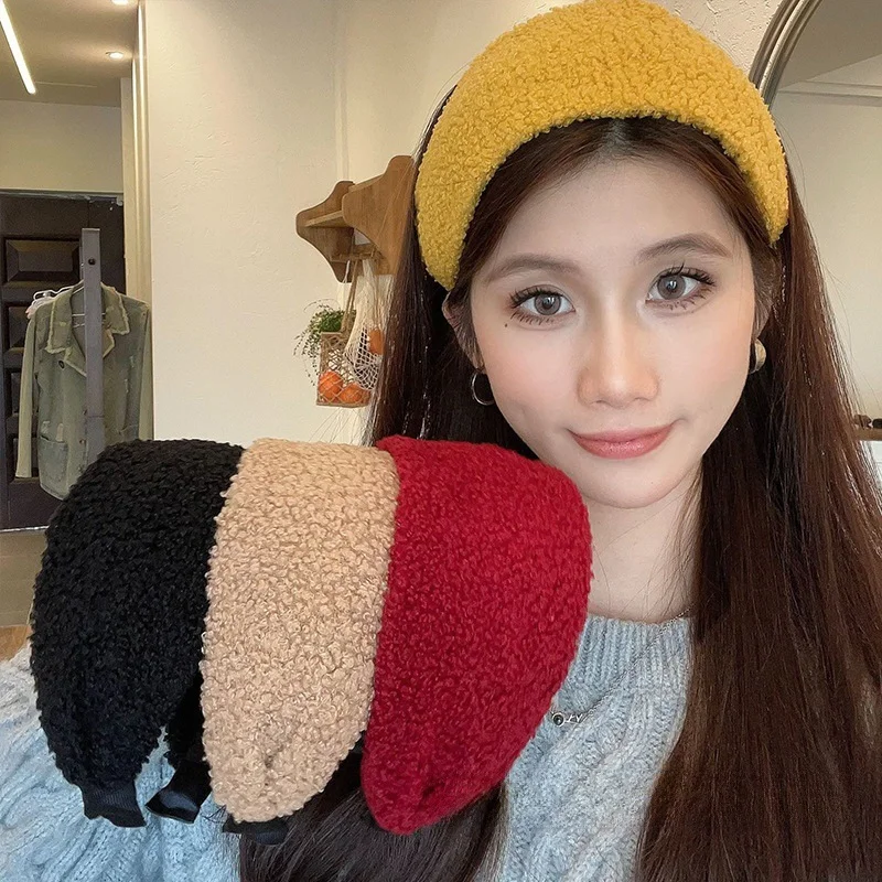 

Новое поступление: осенне-зимняя повязка на голову на подкладке из овчины, закрывающая лицо, головной убор для макияжа, повседневная заколка для волос