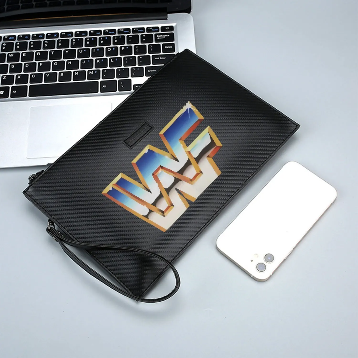 Логотип WWF с видом на небо 3D-образной формы Элегантная мужская сумка из искусственной кожи с принтом Модная и практичная для повседневной носки