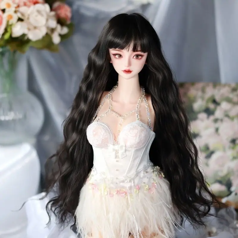 1/3 1/4 1/6 Doll's Wig for 60/45/30cm Bjd Doll Long Curls Hair with Bangs Dress Up Play House Fashion Doll Accessories, No Doll