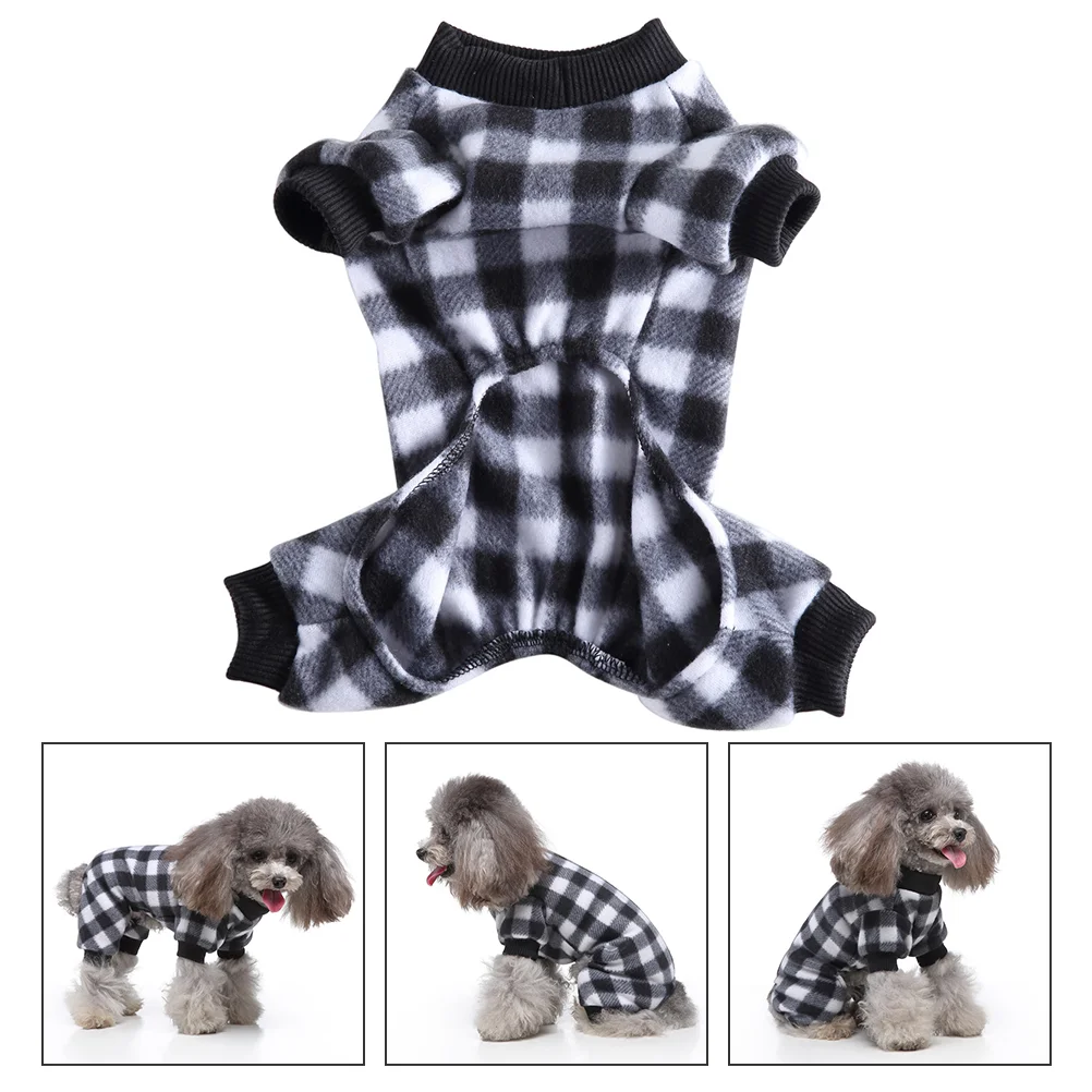 Pet Dog Clothes Warm Clothing Costume Pajamas Reusable Decorative Lattice Apparel Cat Polyester