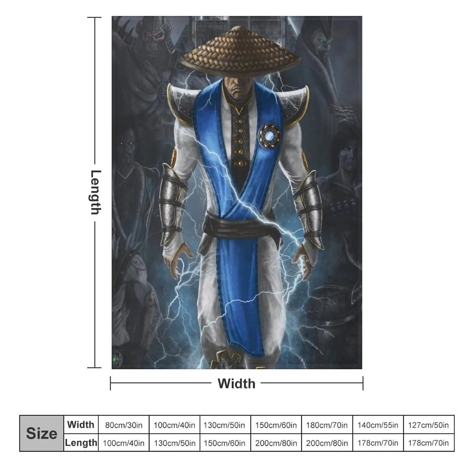 Raiden Mortal Kombat Throw Blanket Custom Decorative Throw Blankets