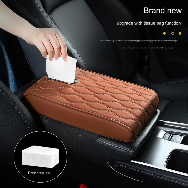 

Memory Foam Extender Cushion Protector Tissue Holder Facial Napkin Holder Leather Armrest Box Mat Car Center Console Box Cover