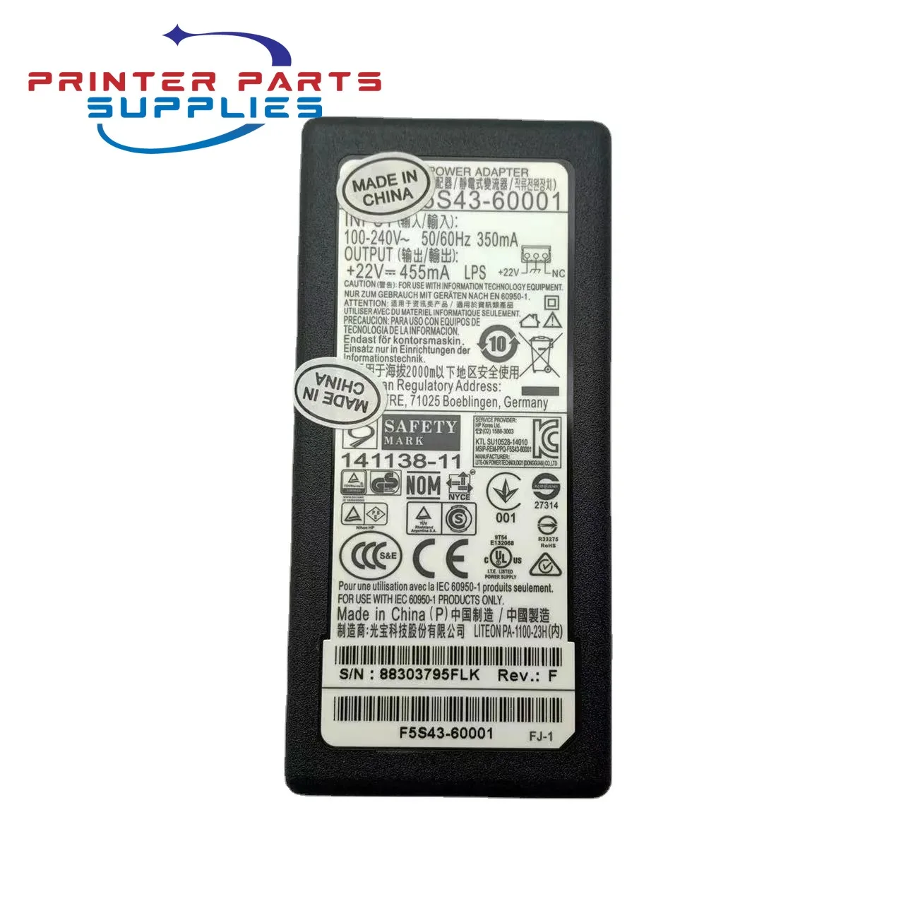 F5S43-60001 F5S43-60002 22V-455mA AC Adapter Charger Power Supply for HP 1110 1112 1115 3830 3832 3833 2130 2600 3630