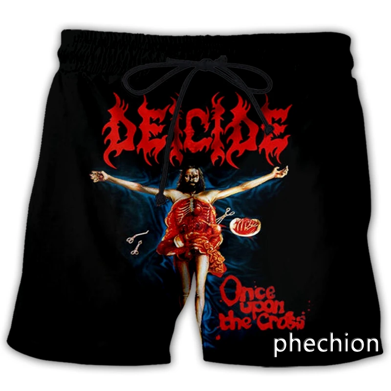 phechion New Fashion Men/Women DEICIDE Band 3D Printed Casual Shorts Streetwear Men Loose Sporting Shorts L133