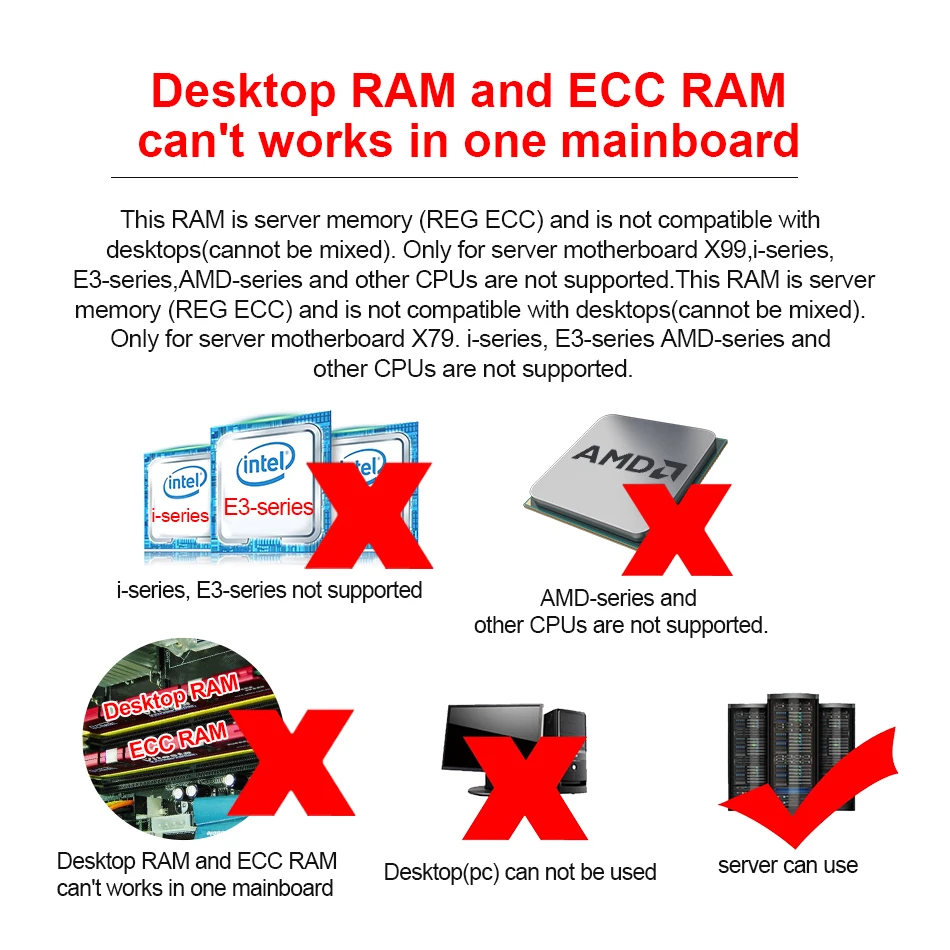 ذاكرة خادم ENVINDA DDR4 ذاكرة الوصول العشوائي 8 جيجابايت/16 جيجابايت/32 جيجابايت مسجلة ECC 2400 ميجا هرتز 2133 ميجا هرتز متوافقة مع اللوحة الأم X99 - 2133P 2400T 2666 فولت