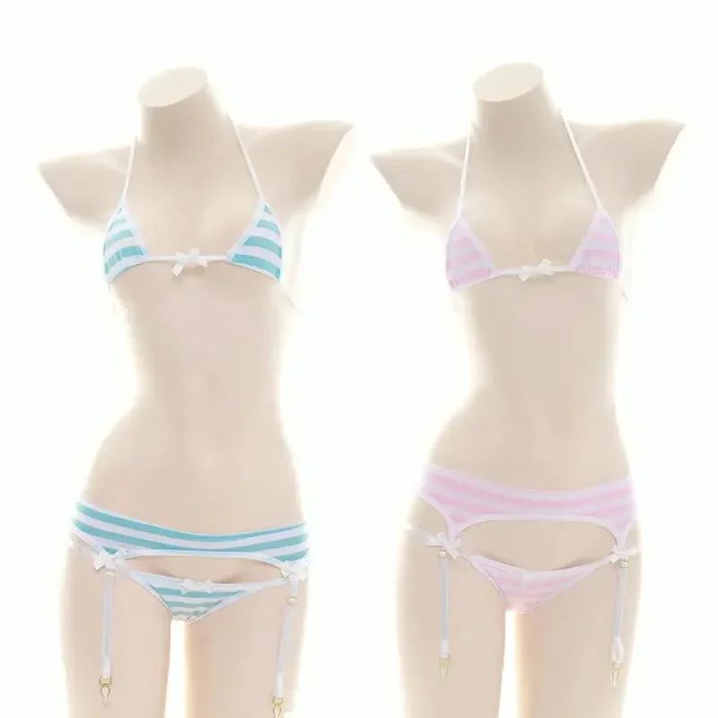 Cute Anime Game Inspired Three Point Bikini Cosplay Lingerie Set Women Sweet Swimsuit Bathing Suit For Beach Photography Pool view 2