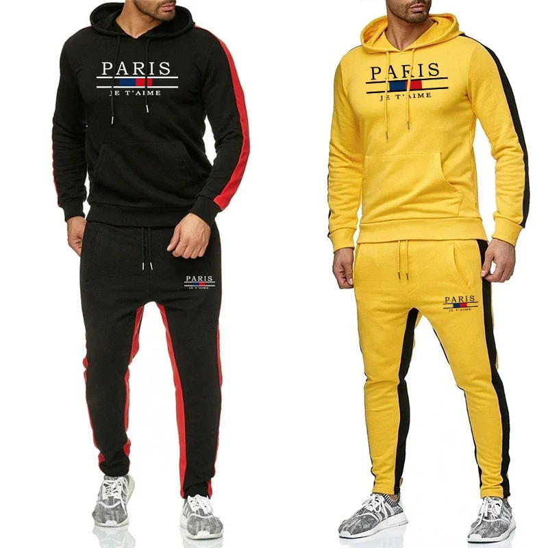 

Man Casual Sport Hoodie Sweatpants 2pcs Set Autumn Winter Hooded Long Sleeve Tracksuit Gym Fitness Outfit Urban Trend Sportswear