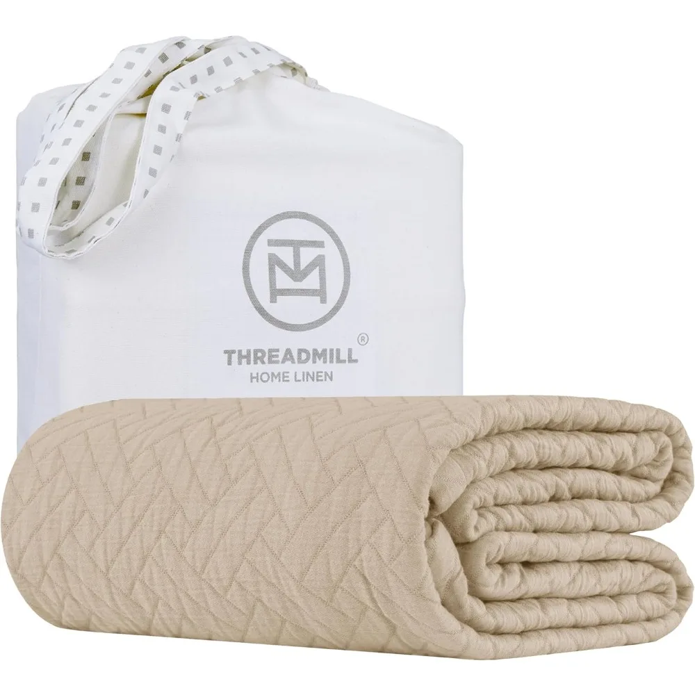 

Luxury Cotton Blankets for Queen Size Bed | All-Season 100% Cotton Queen Size Blanket | Criss Cross Jacquard Cozy Lig