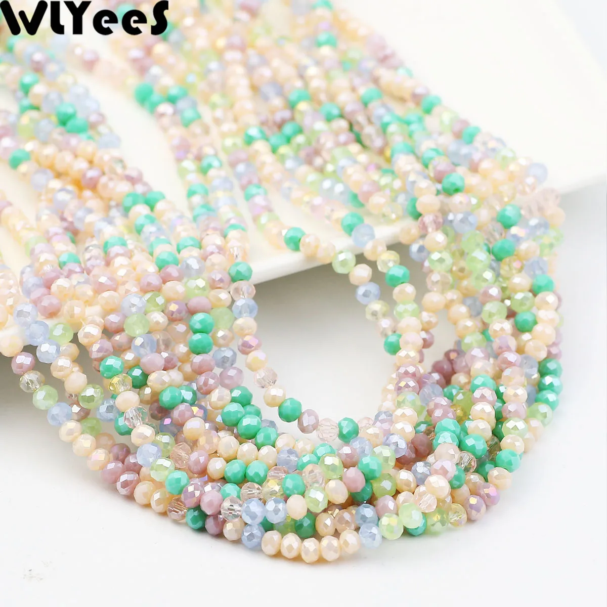 WLYeeS 1 Strand 4x3mm Flat Round Green Champagne Spacer Loose Beads for Jewelry Making DIY Bracelet Necklace earring Accessories