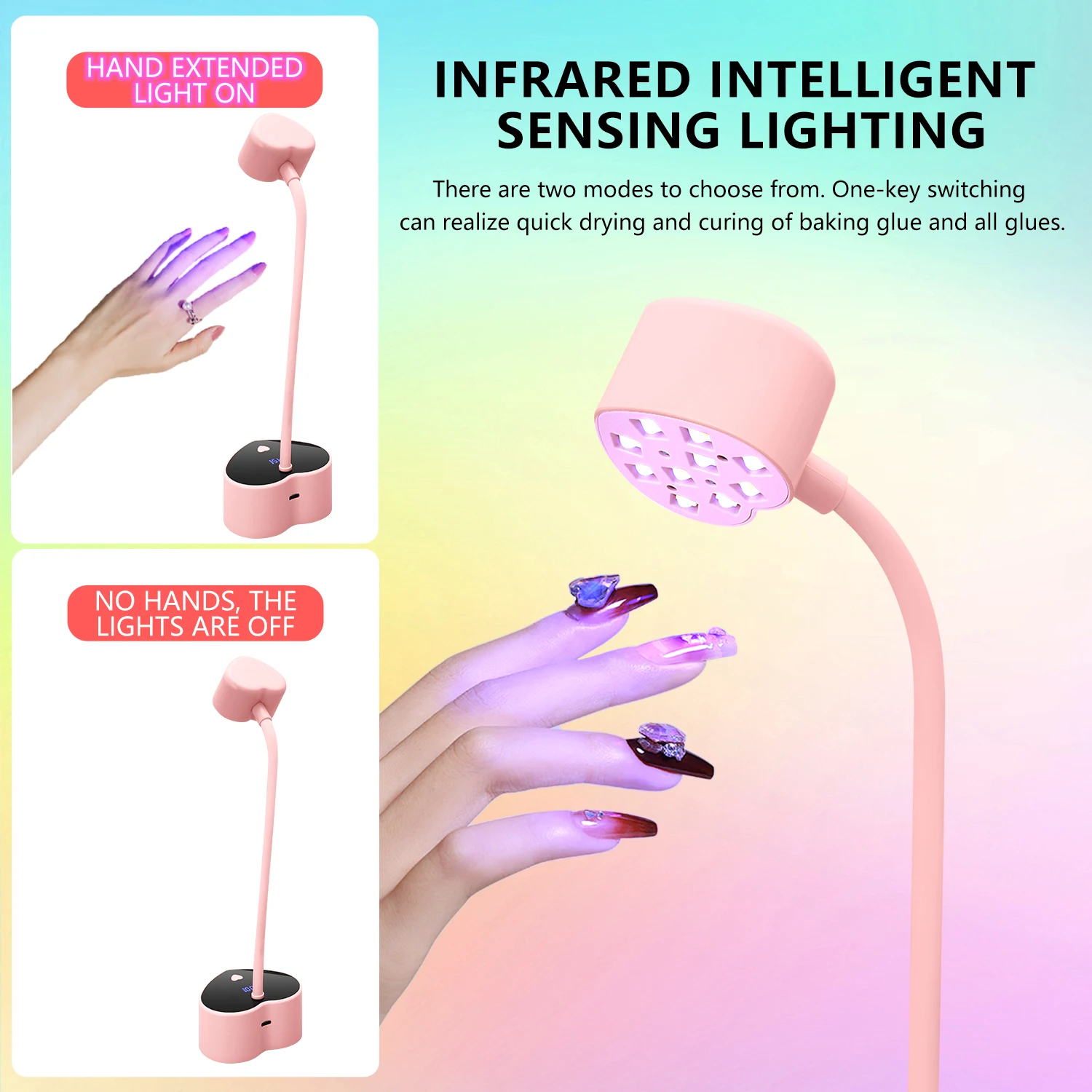 Intelligent induction nail lamp, adjustable seconds, 360-degree twist, drying nail pieces, special for nail shops.