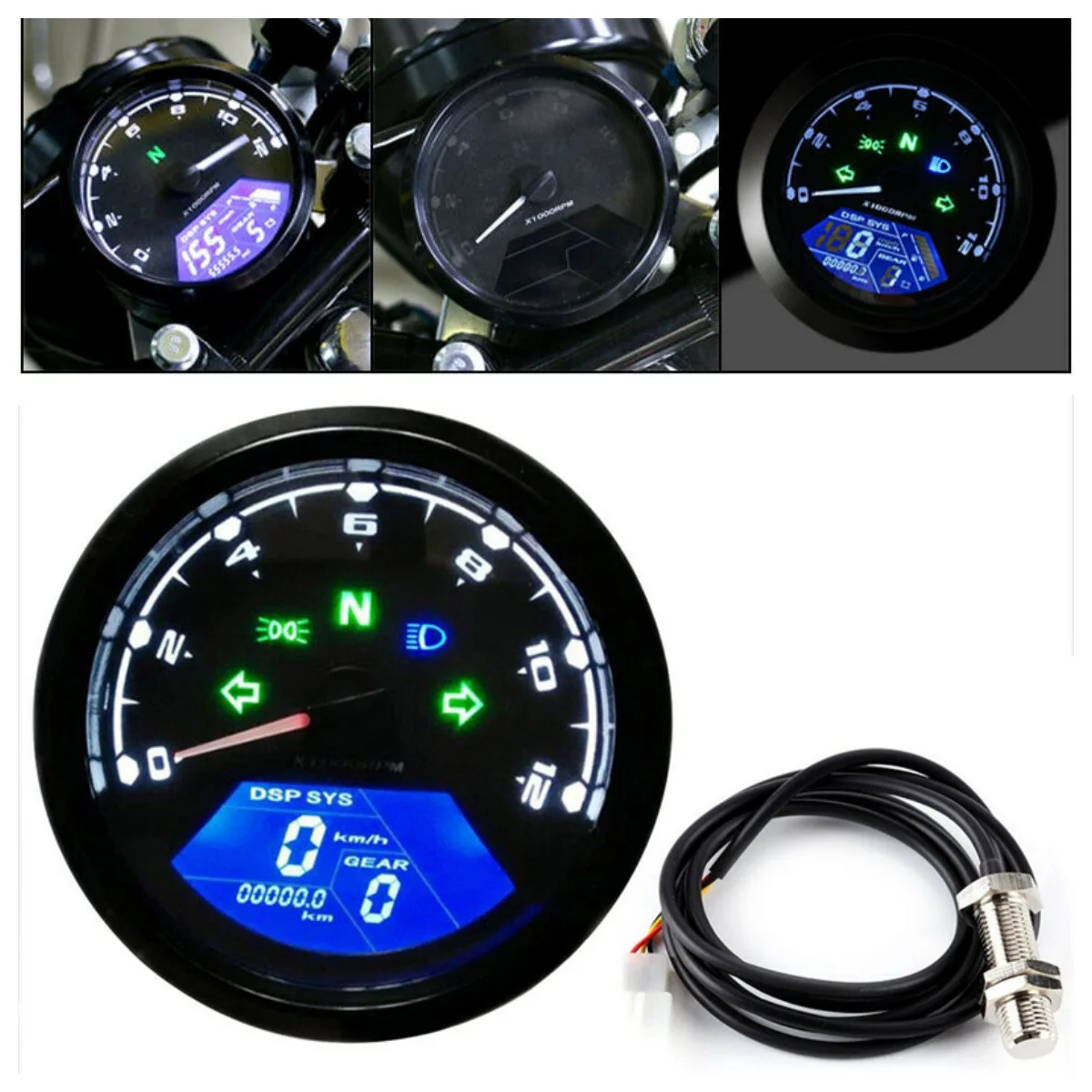 

Universal Motorcycle LCD Digital Speedometer 8-18V DC Motorbike Odometer Tachometer Gauge ABS Waterproof Instruments
