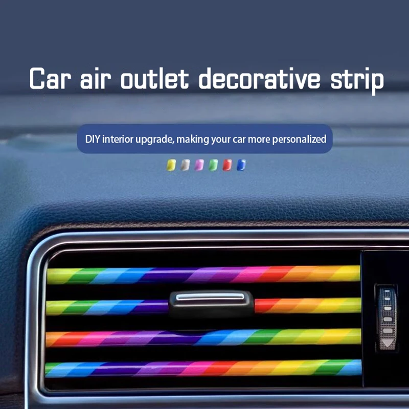 10pcs/set U Shape Chrome Colorful Shiny Car Trim Strips Decoration 20cm Universal Car Air Conditioner Vent Outlet Trim Strips