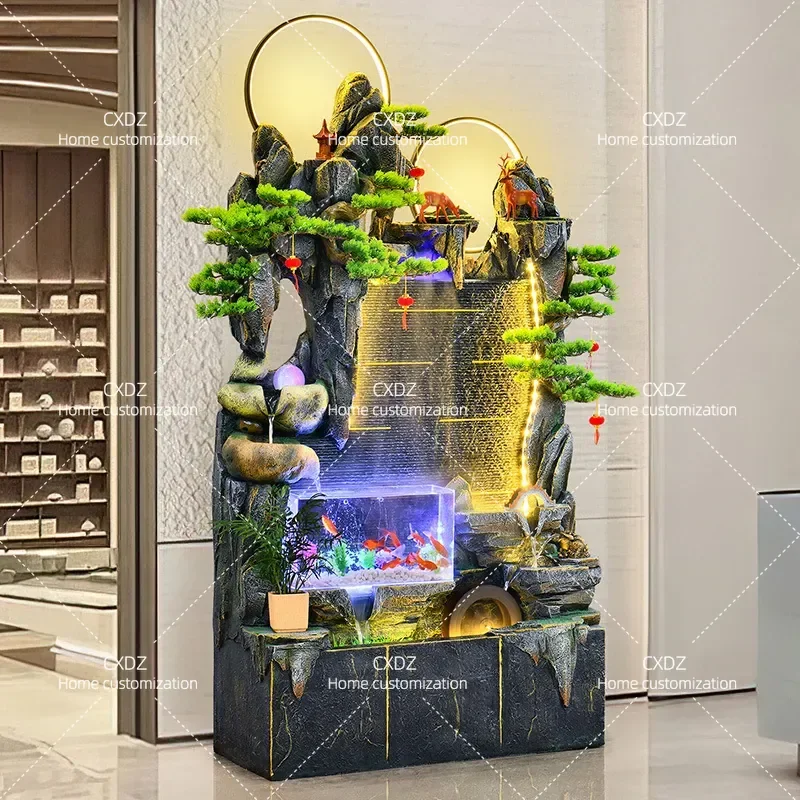 Rockery Flowing Water Fountain Ornament Circulating Water Curtain Wall Entrance Screen Living Room Office Decoration Lucky