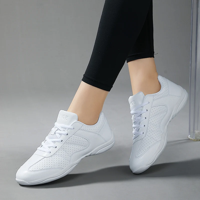 Zapatos de animación blancos para niñas, zapatillas deportivas transpirables para entrenamiento, baile, tenis, zapatillas ligeras de competición