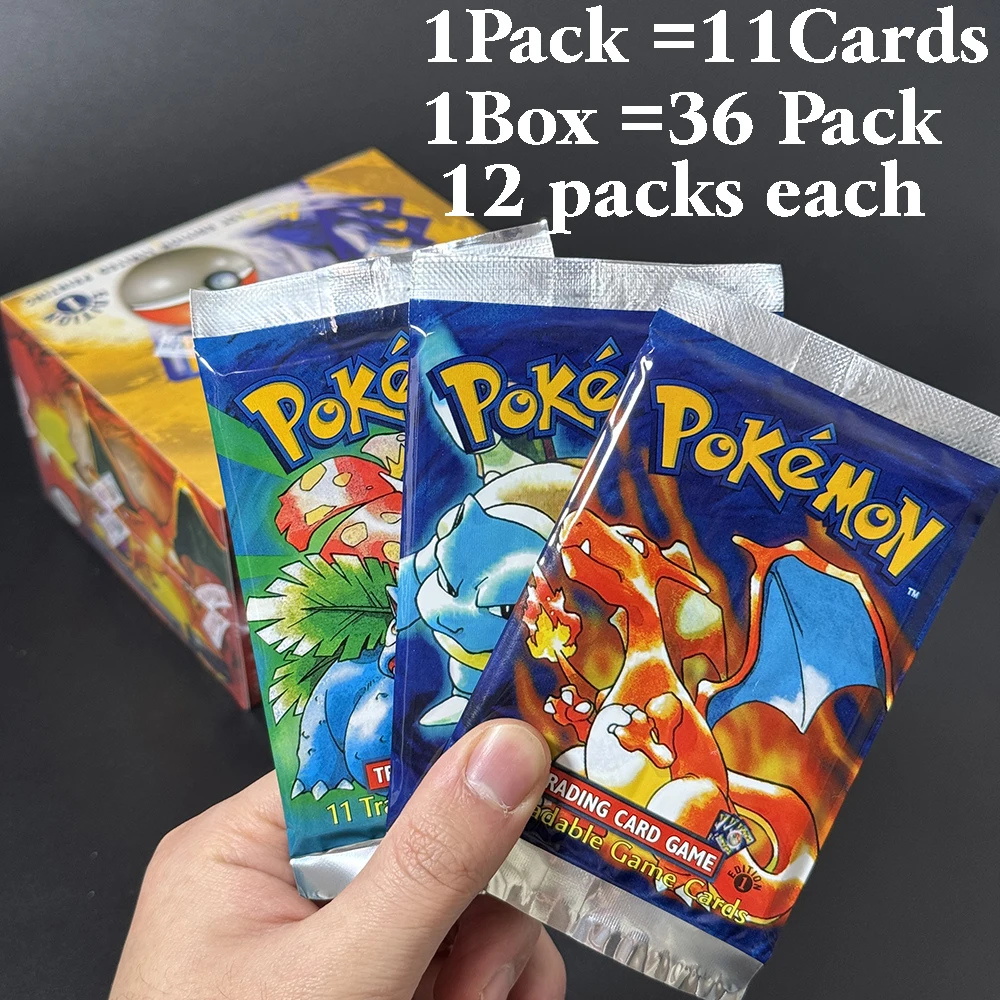 กล่องบูสเตอร์การ์ดโปเกมอน ชุดเบสเซ็ต ฉบับที่ 1  (การ์ดเกมปลอม) 1 กล่อง 36 แพ็ค  จังเกิ้ล ฟอสซิล บรรจุภัณฑ์ปิดผนึก ของสะสม ของขวัญ