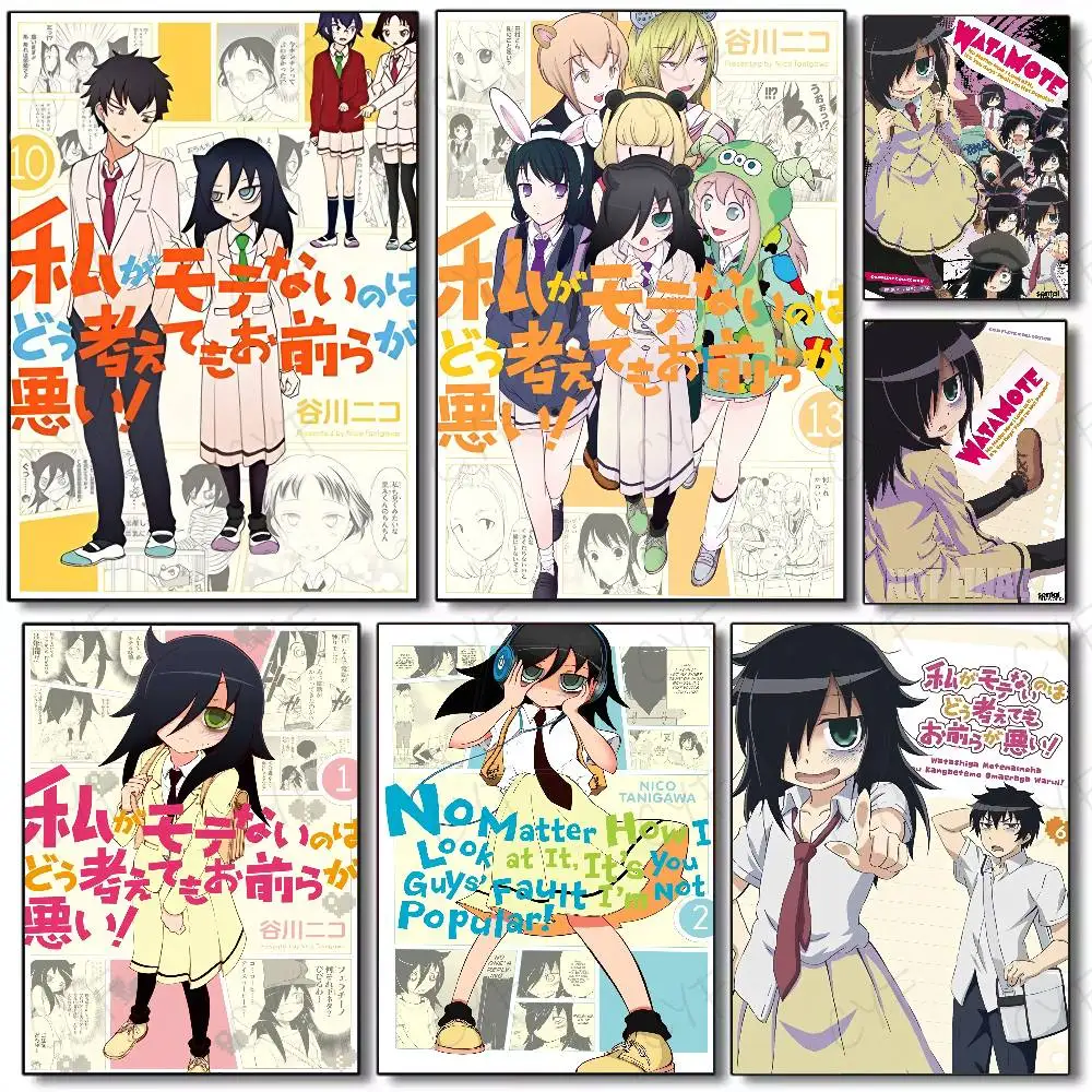 Anime W-Watamote Kuroki Tomoko Poster Waterproof Vintage Movie Posters High Quality Wall Art Print For Room Decor Gift