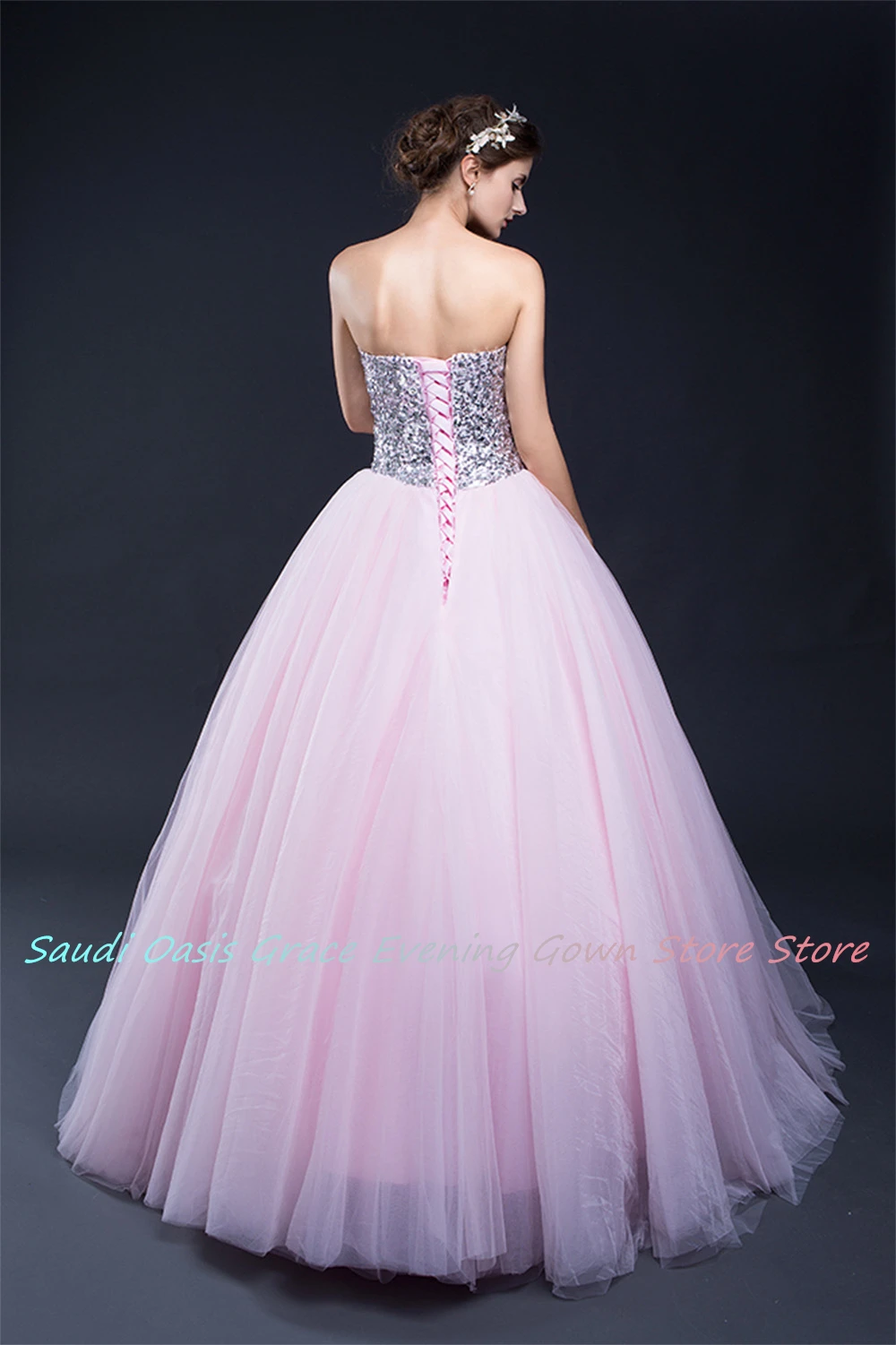 Graceful Organza A-Line Crystal Evening Dress Temperament Floor Length Sweetheart Sleeveless فساتين سهره نسائيه فخمة