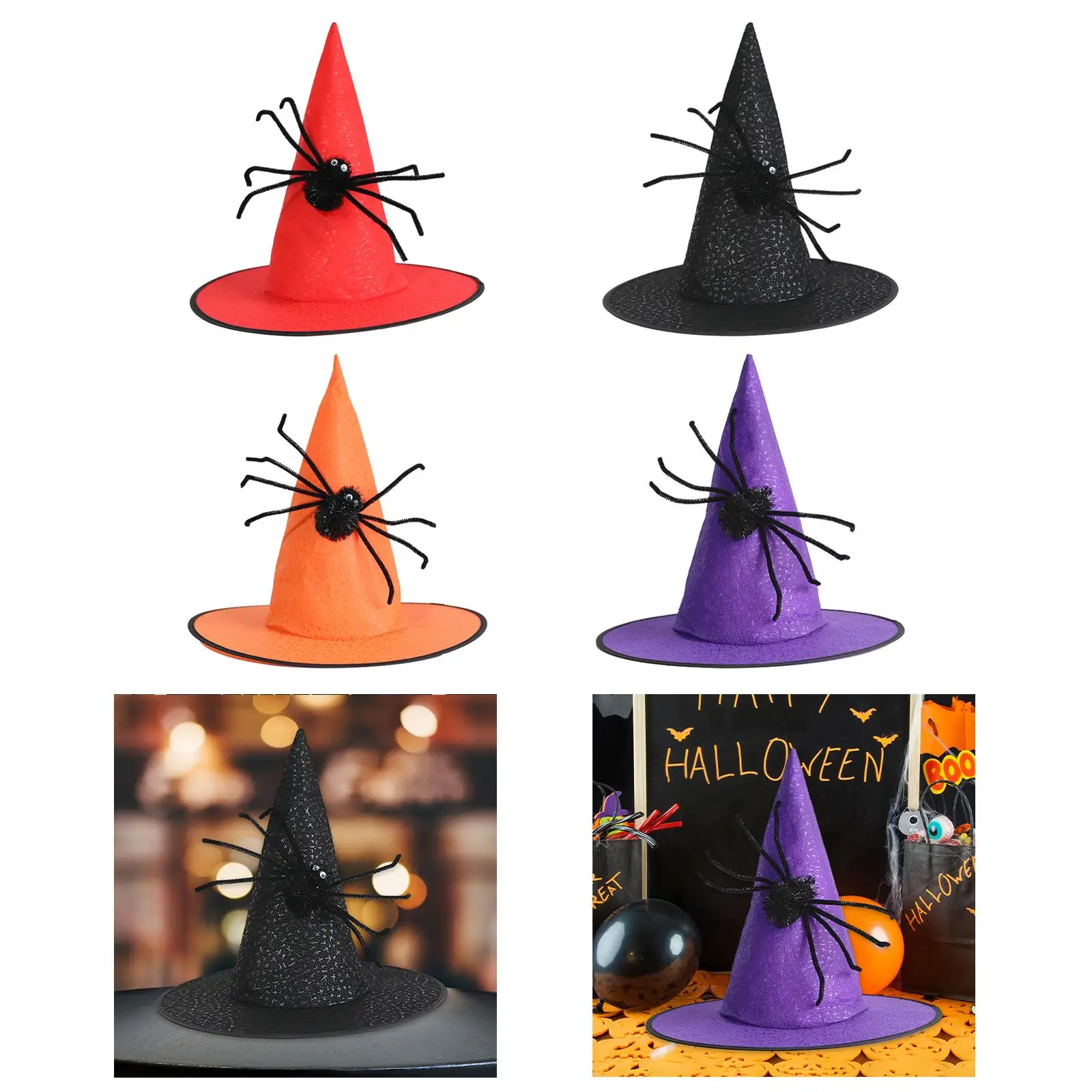 Halloween Witch Hat Wide Brim Headgear Character Headwear Pointed Top Hat Photo