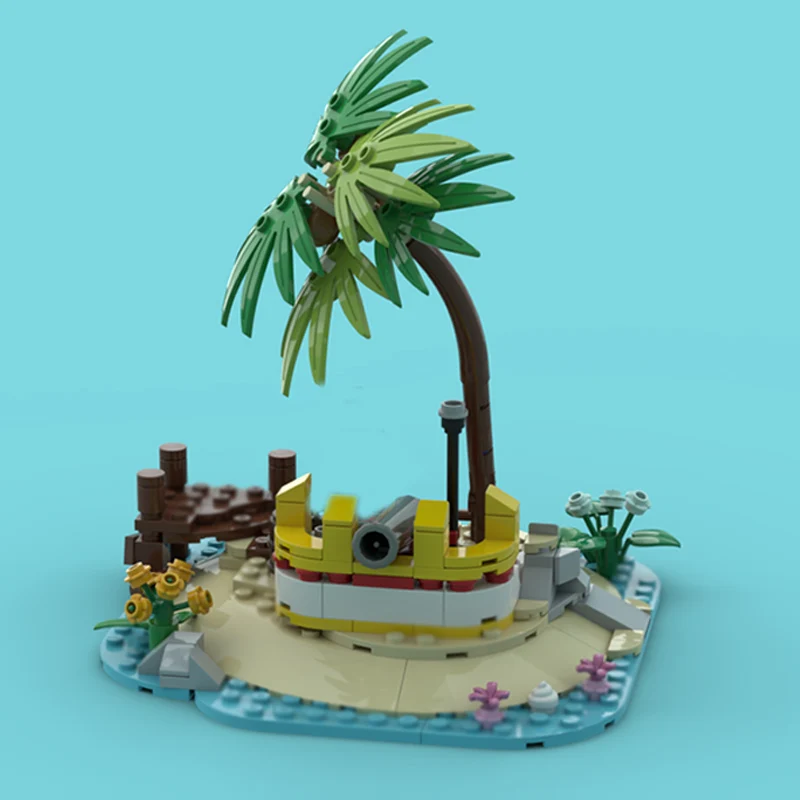 Medieval Castle Model MOC Building Bricks Island Sentry Post Modular Technology Children Holiday Gifts Assemble Toys Suit