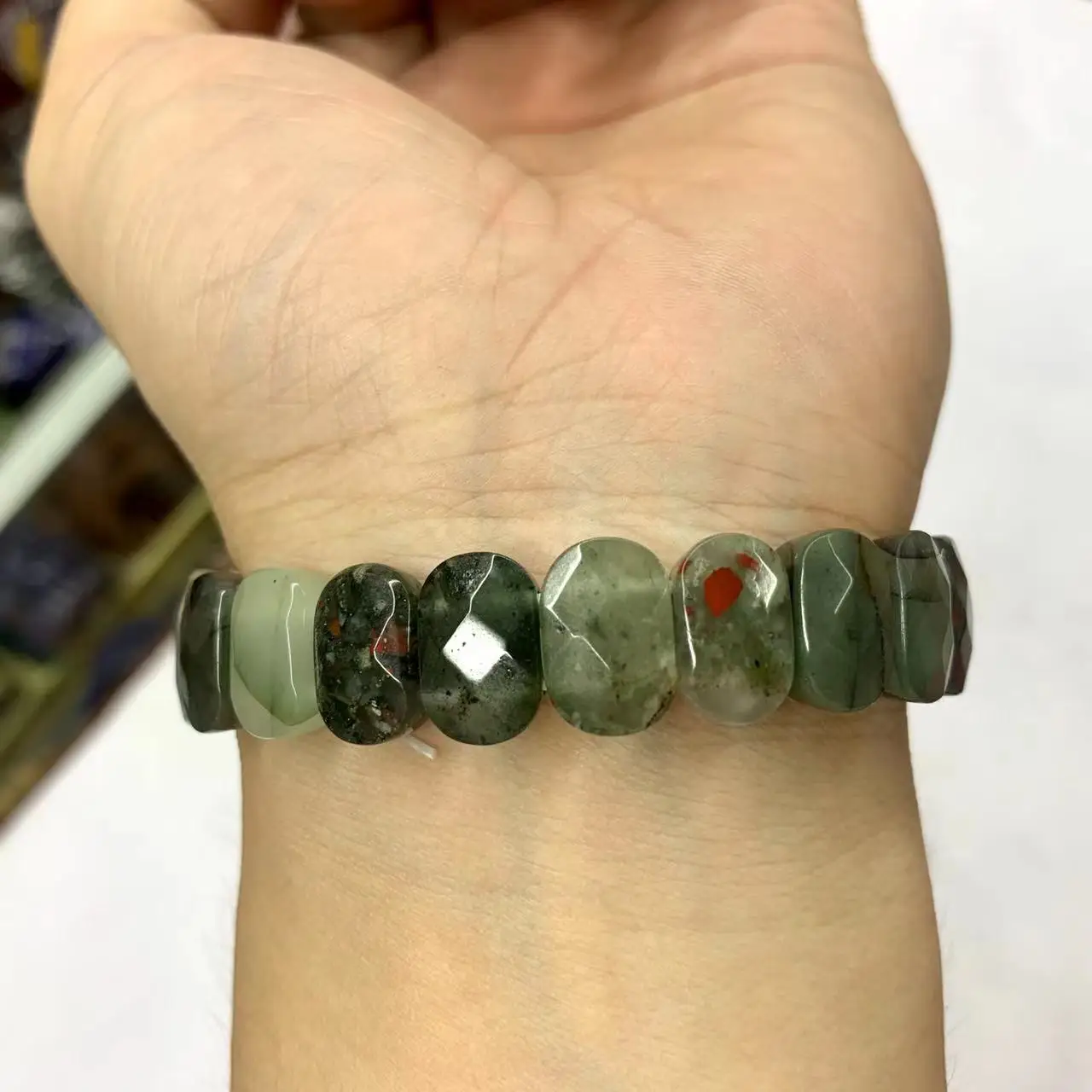 African Bloodstone / Heliotrope Stone Beads Bracelet Natural Gemstone Bangle For Women For Men Wholesele !