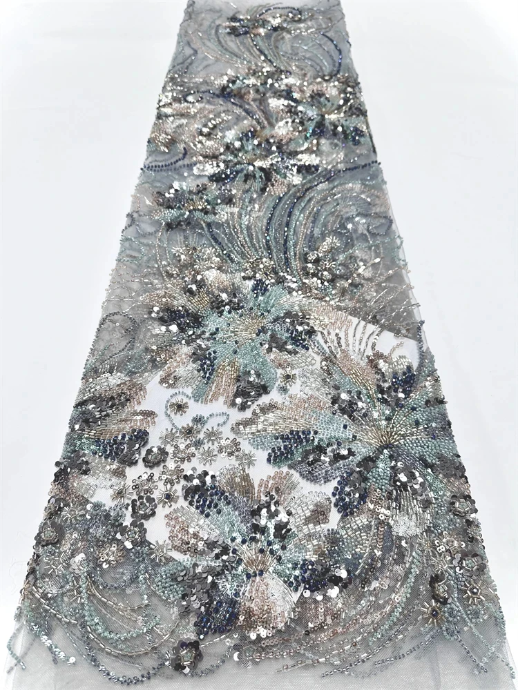 

Роскошная африканская кружевная ткань с блестками, высокое качество, кружево, 5 ярдов, Нигерия, свадебная вышивка, французский тюль для платья JY