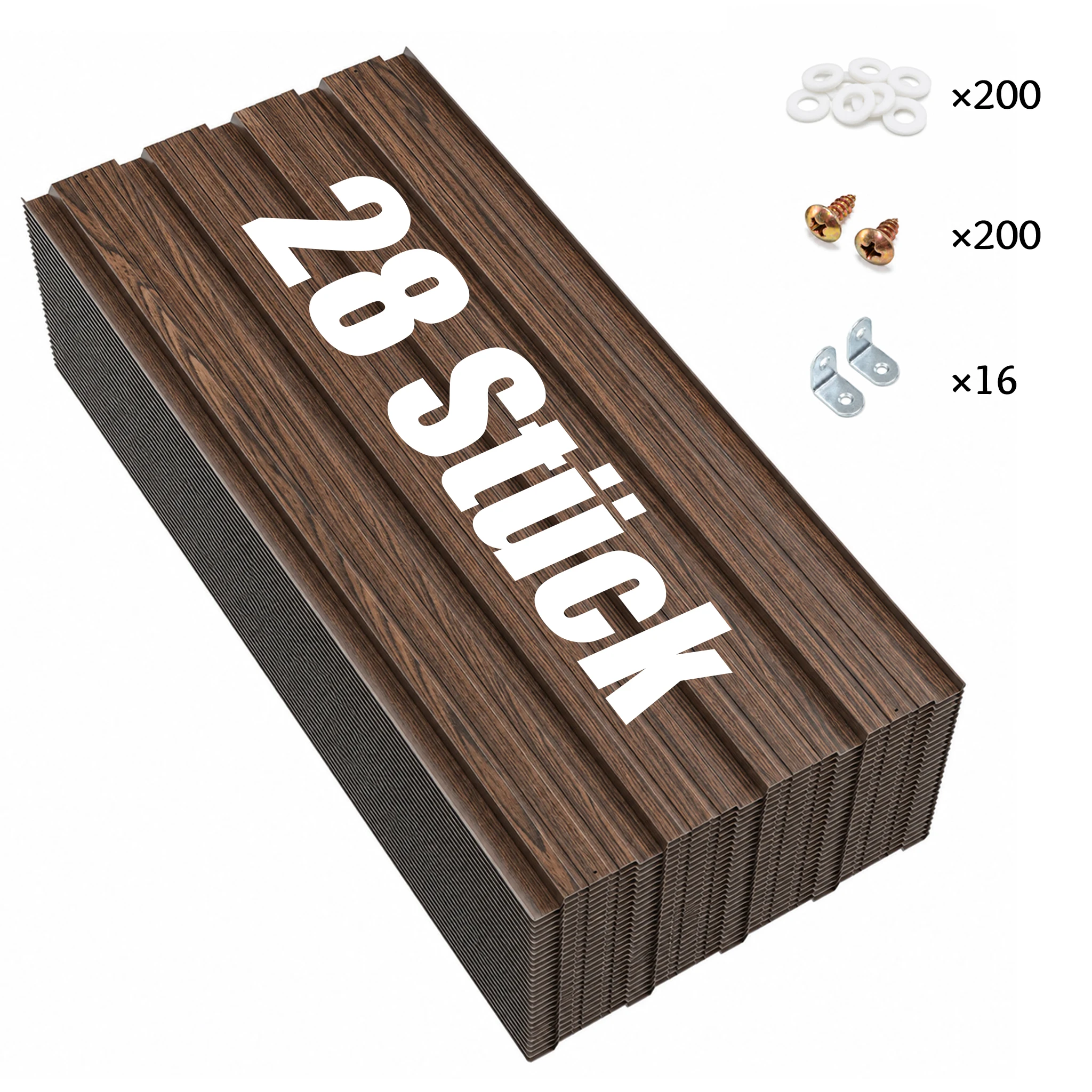 28er-Pack Metall-Dachplatten mit Holzeffekt, braune Wellblechdachplatten, vorgebohrte Löcher für Pavillon, Zaun, Schuppen, Dach- und Wandverkleidung
