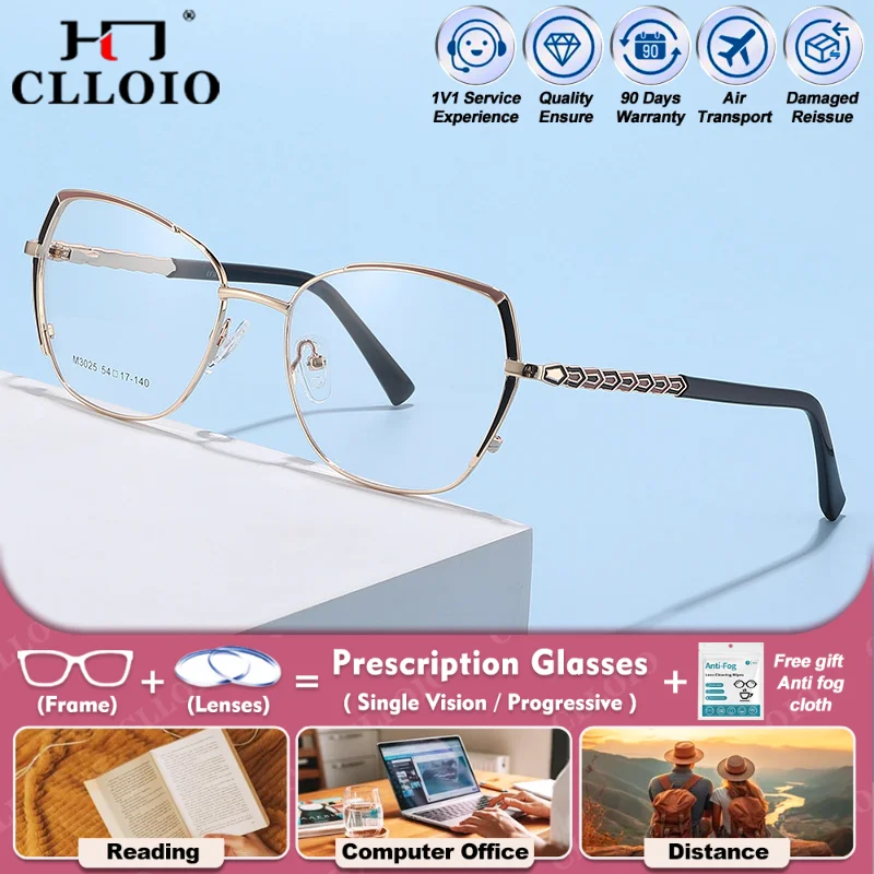 

CLLOIO Fashion Lady Geometric Frame Design Progressive Prescription Glasses High Quality Women Myopia Optical Reading Eyeglasses