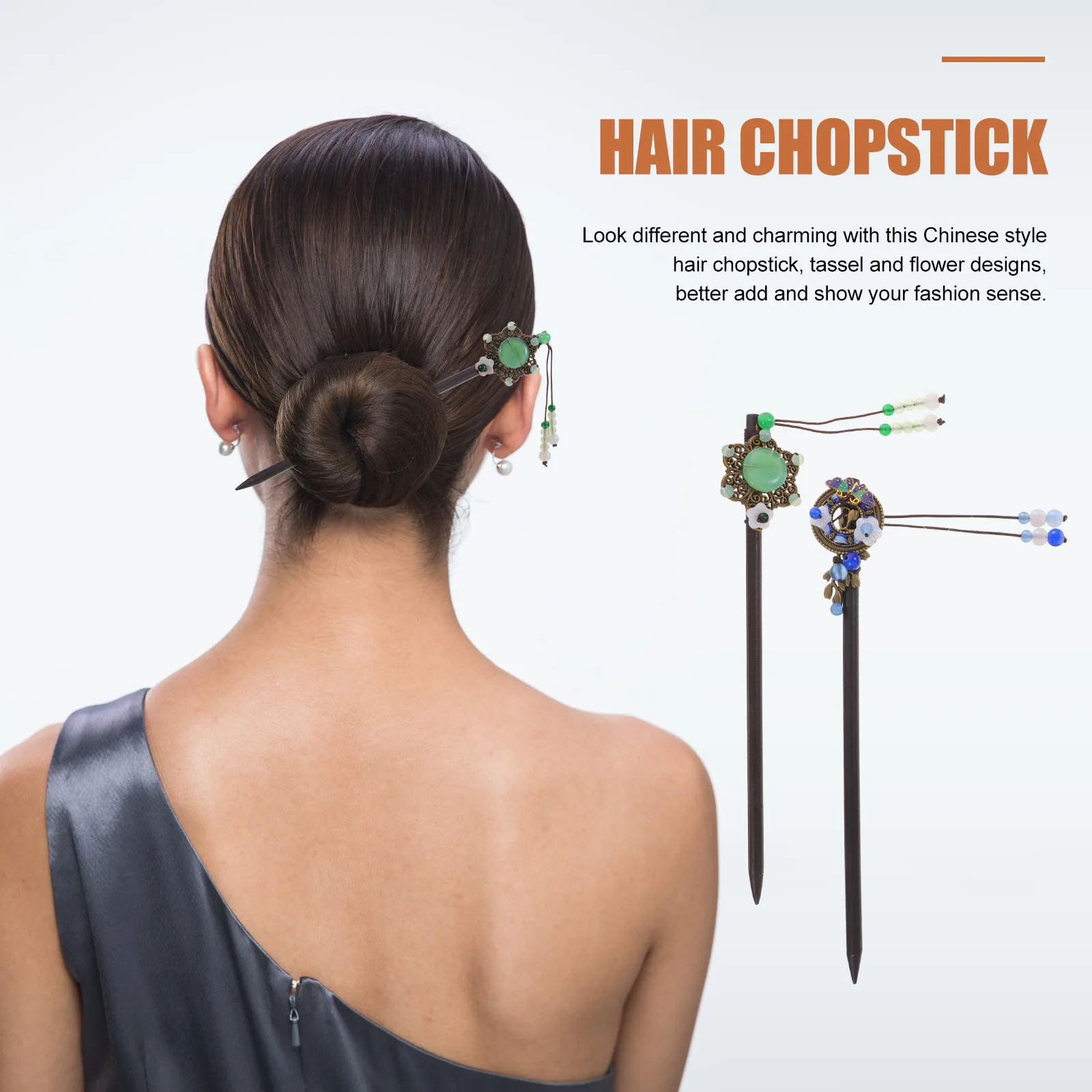 

2 Pcs Hair Chopstick Tassel Stick Metal Women Accessories Long HairDecoration Women Hair Decoration Retro Style Chinese Bun