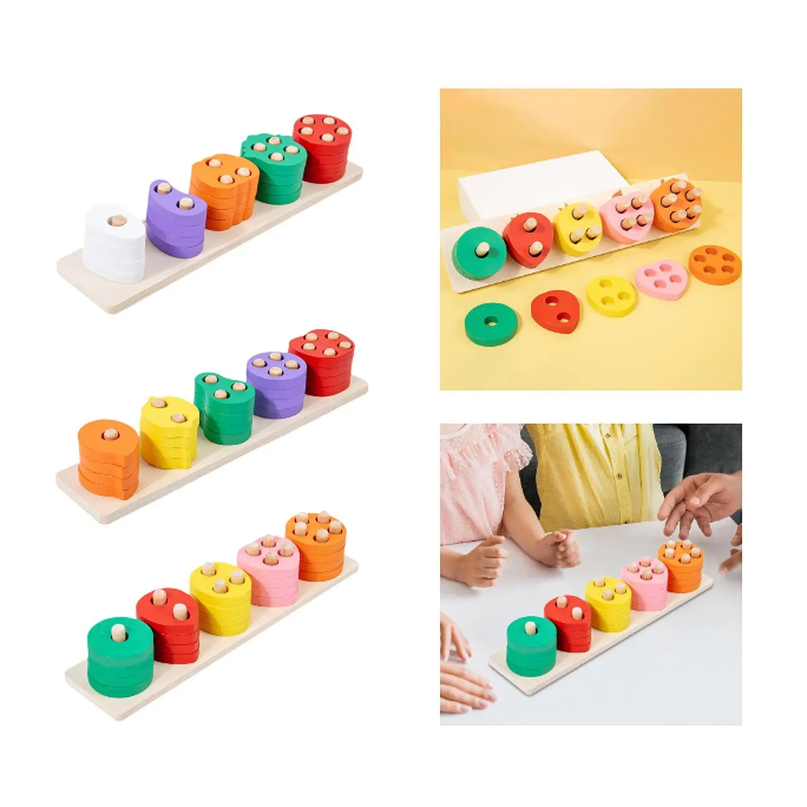 Wooden Shape Sorter Color Recognition Blocks for 12+ Months Kids Children