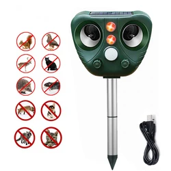 Multifunctional Solar Ultrasonic Cat Dog Repellant Waterproof Ultrasonic Gopher Repeller Stake For Orchard/Vegetable Garden
