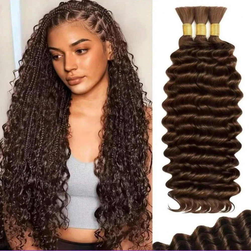 

Human Braiding Hair For Boho Braids 110g/Pack Deep Wave Hair For Braiding Knotless Unprocessed Brazilian Virgin Hair Extensions