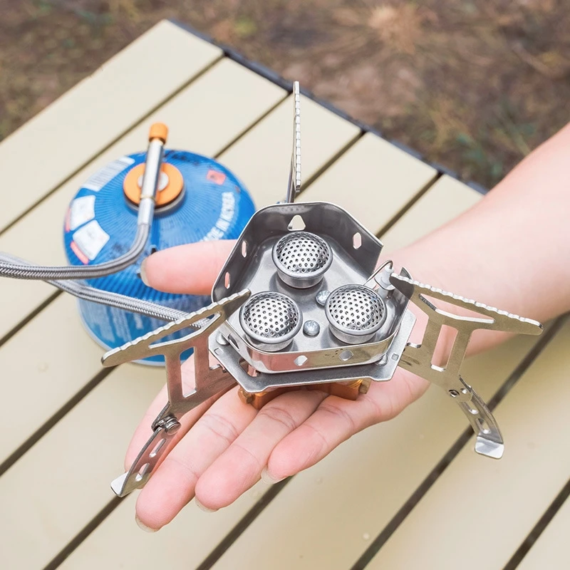 Portable Outdoor Stoves Strong Fire Power Burner Windproof Camping Gas Stove Hiking Survival Furnace Tourism Picnic BBQ Cookware