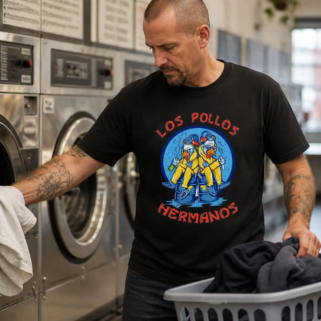 Breaking Bad Los Pollos Hermanos Hazmat Suits T Shirts Casual Tees Short Sleeve Round Collar T-Shirt Pure Cotton Tops