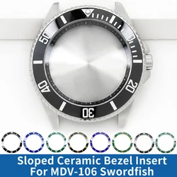 MDV-106 Ceramic Insert Wtih Green Luminous pip at 12 Watch Bezel Mouth Sloping 41x32.8mm For Swordfish Replacement Watches part