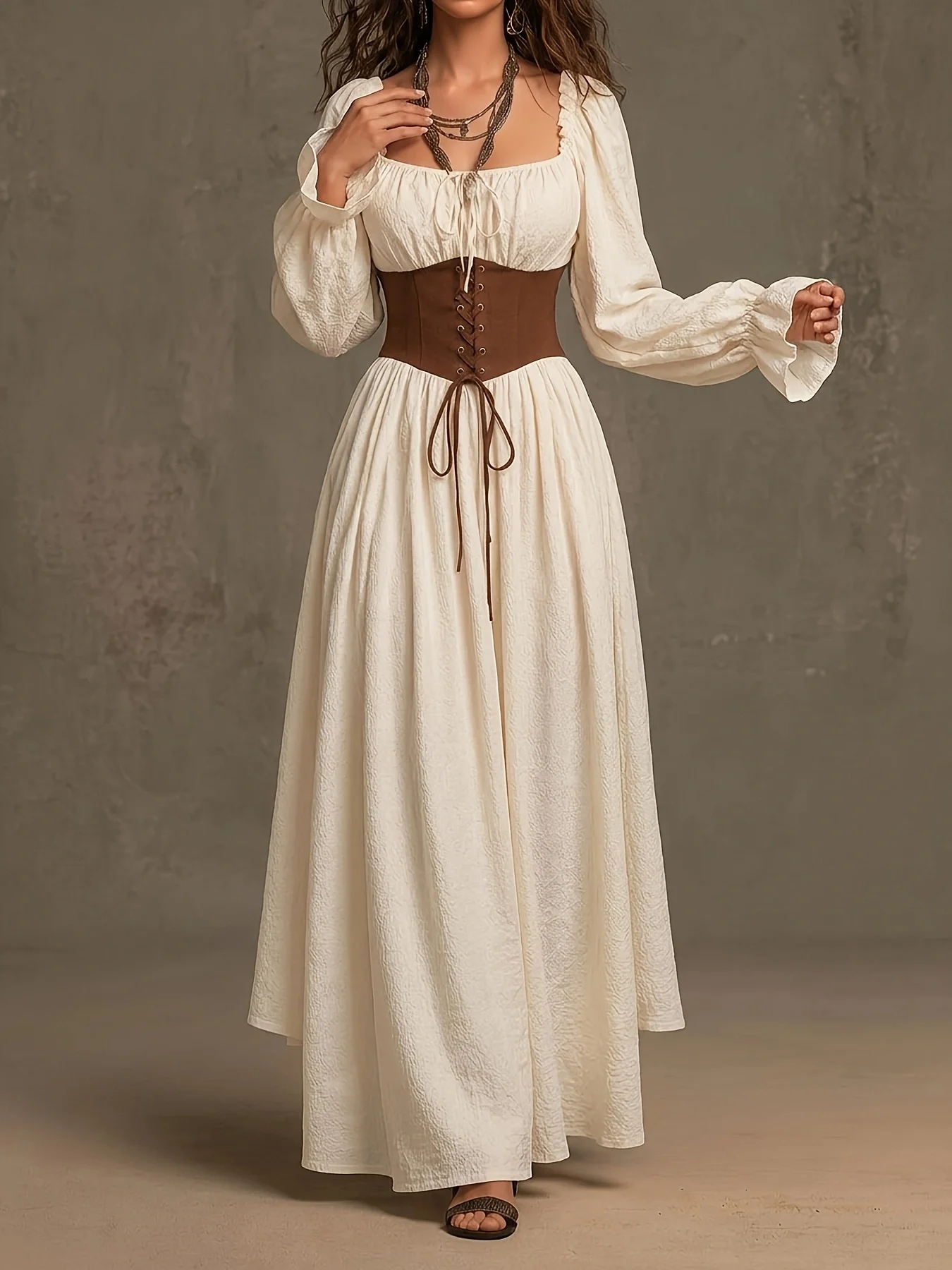 Damen Retro Hofstil Langer Rock Europäische Frühjahr-Sommer-Mode Französisches Design Elegante Kleider für Frauen – Detail 3