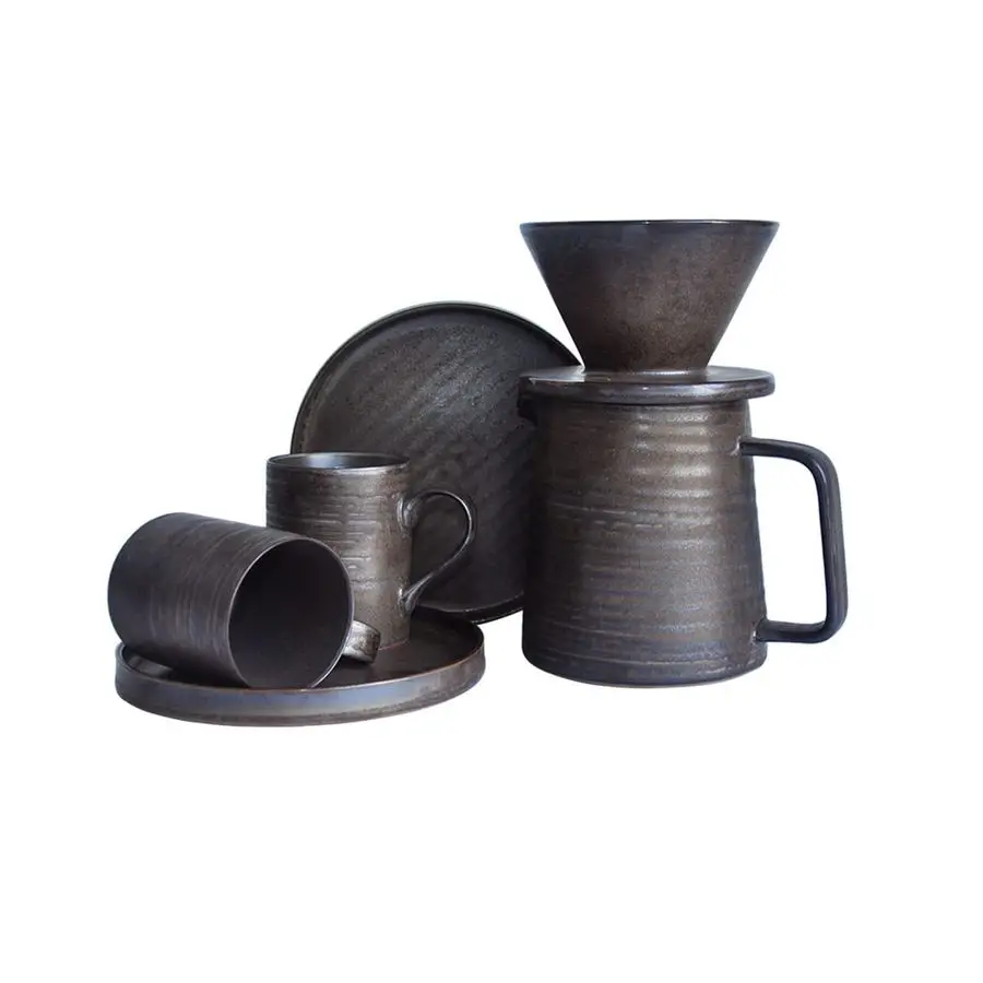 

faith Handmade Stoneware Pour Over Drip Coffee Maker amp Cups Set, Coffee Brewer Dripper Cone Filter, Coffee Decanter amp Espre