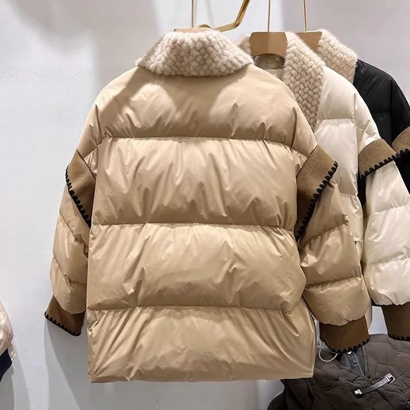 Chaqueta acolchada de algodón para mujer, abrigo de Color sólido con hebilla de costura, Parkas, abrigos de moda, novedad de invierno