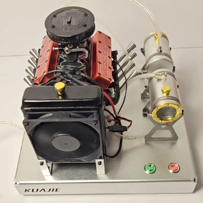 TOYAN-modelo de motor V8 de cuatro tiempos, Kit de modelo de ensamblaje de engranaje independiente doble refrigerado por agua mecánico de Metal