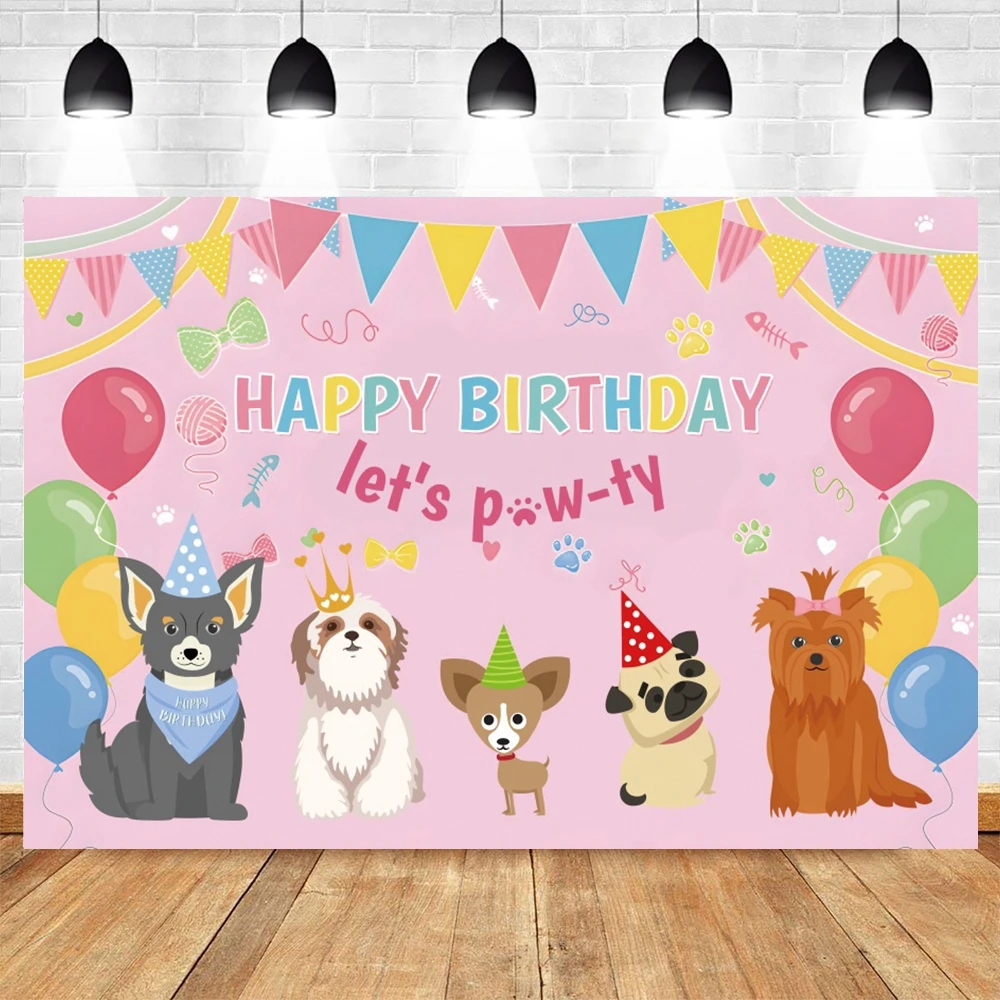 Let 'S PAW-TY Pet Party ฉากหลังสุนัขน่ารักแมววันเกิดถ่ายภาพพื้นหลังถ่ายภาพ Portrait Photocall สำหรับ Photo Studio