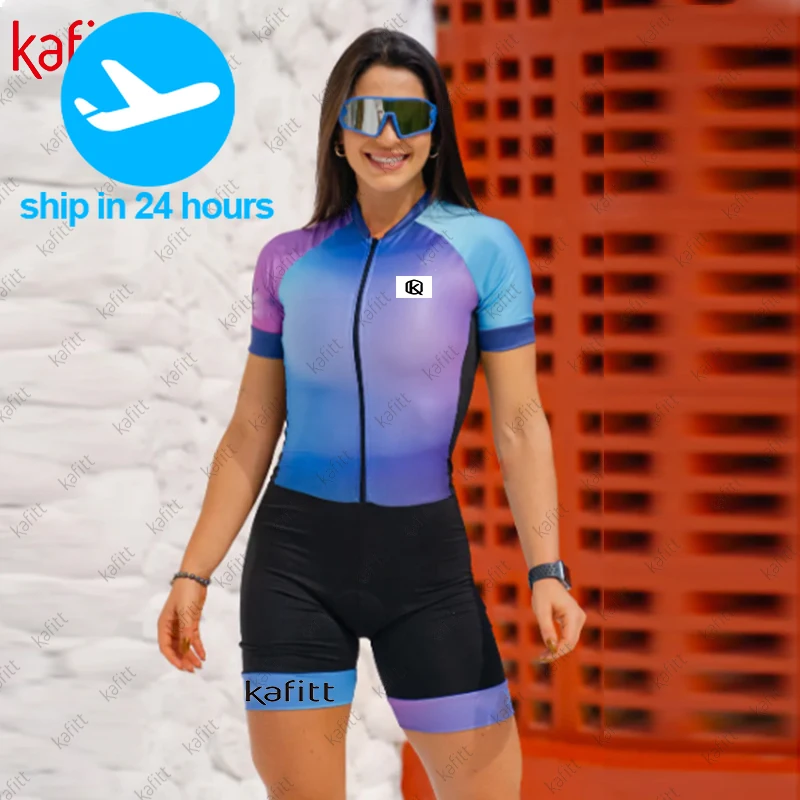 Kafitt Summer Short Sleeve jumpsuit 2024 Latest Style Women's Team Outdoor Road Cycling Set Lycra High Elastic Tight Monkey