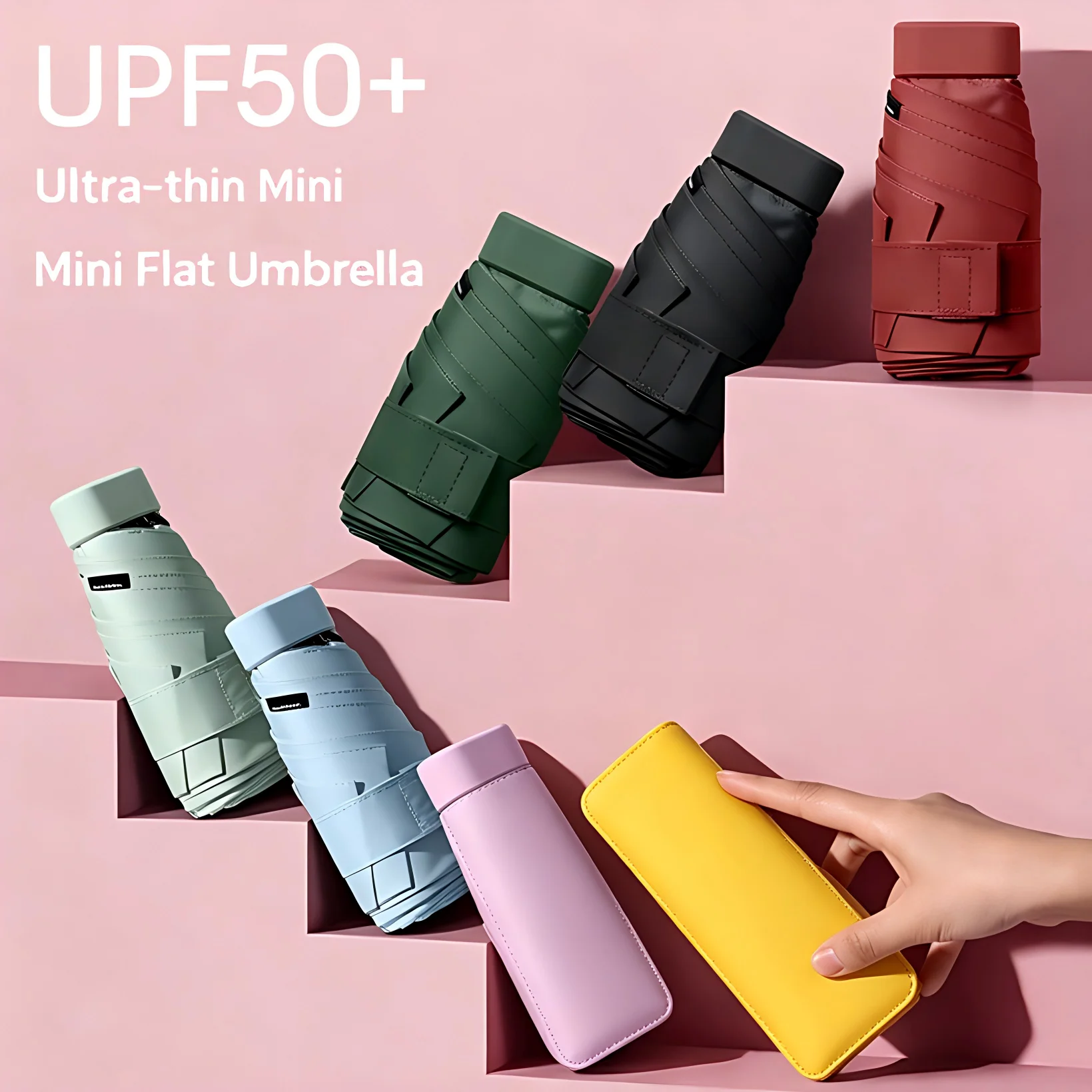 

Миниатюрный компактный зонт для путешествий с защитой от УФ-излучения, ультралегкий, 5-слойный, портативный, ручной зонт-капсула